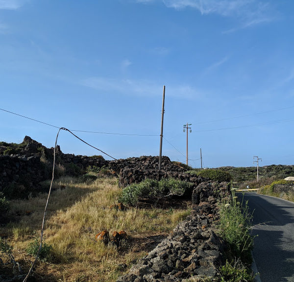 Stato della palificazione telefonica in zona Parco Archeologico dei Sesi di Pantelleria.